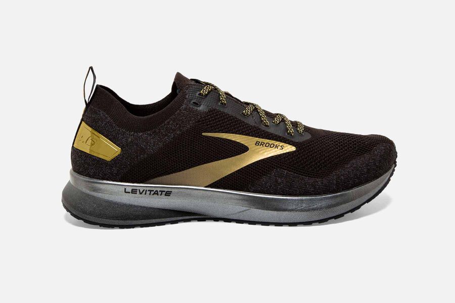 Brooks Levitate 4 Mens Australia - Road Running Shoes - Black/Gold (054-TVPGB)